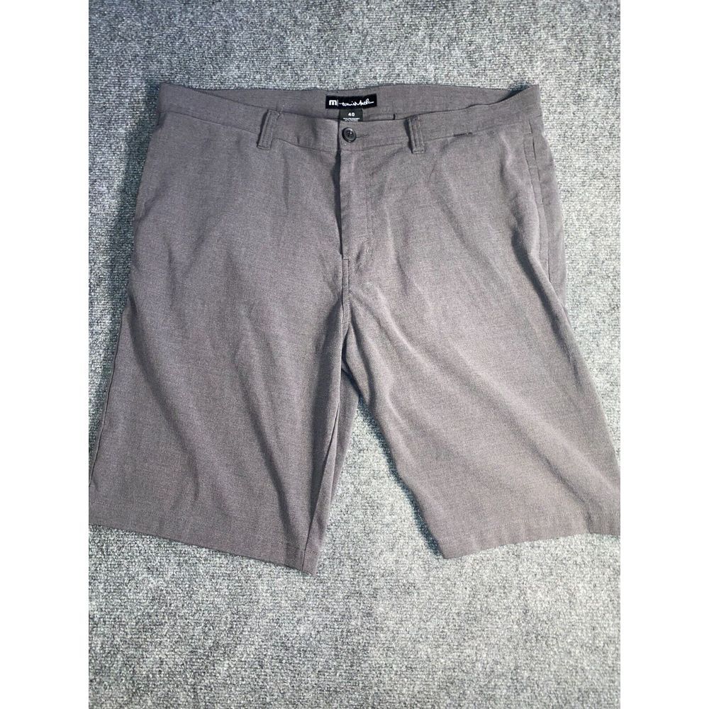 Travis Mathew Short Mens Size 40 Gray Stretch Polyester Flat Front Button Fly